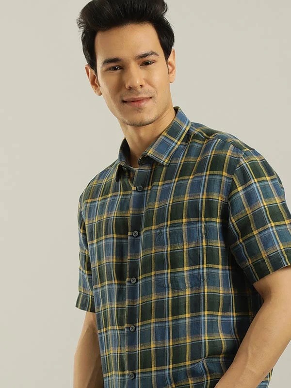 Indian Terrain Men Checkered Green Shirt